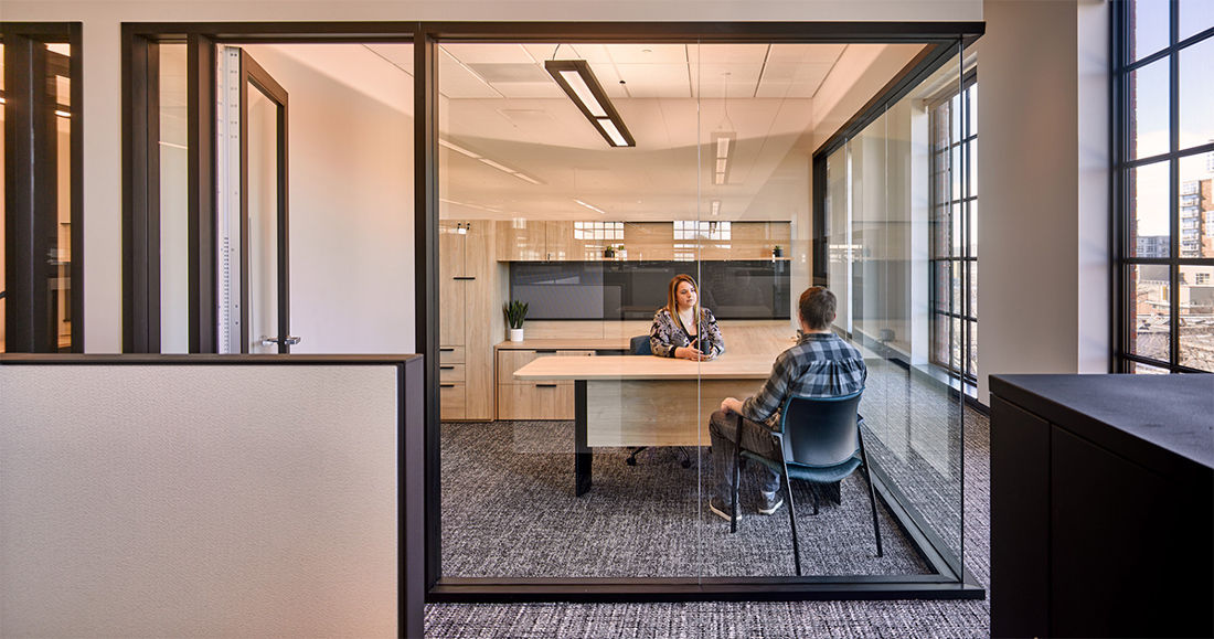 The WHEDA space features both private offices and open office space. 