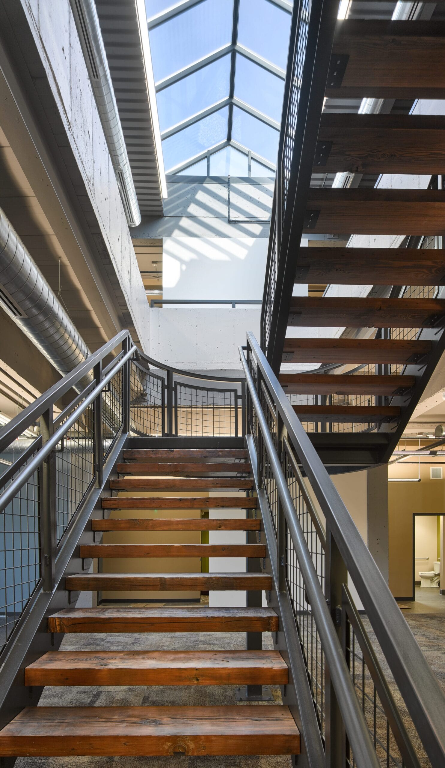 The staircase is center piece of the Healthy Minds office.